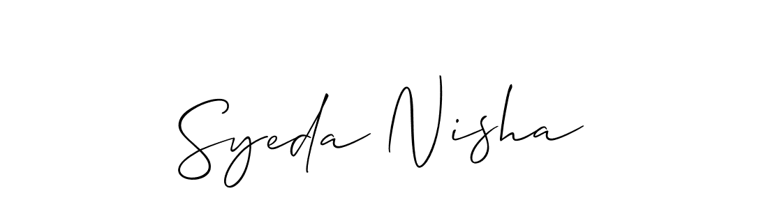 It looks lik you need a new signature style for name Syeda Nisha. Design unique handwritten (Allison_Script) signature with our free signature maker in just a few clicks. Syeda Nisha signature style 2 images and pictures png