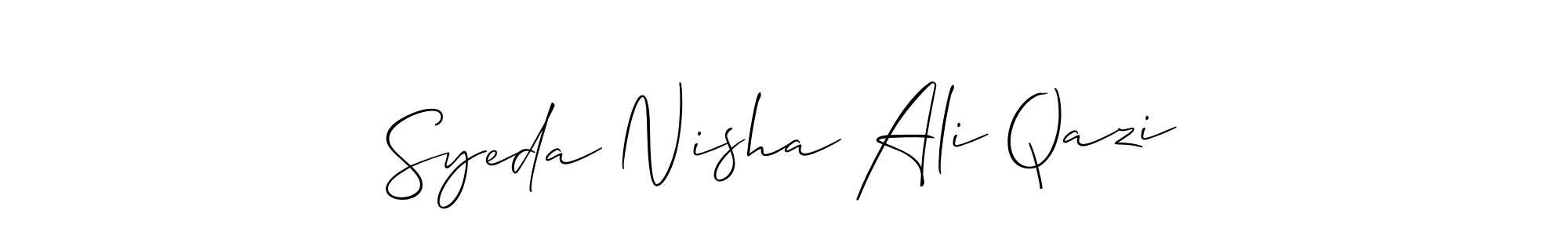 You can use this online signature creator to create a handwritten signature for the name Syeda Nisha Ali Qazi. This is the best online autograph maker. Syeda Nisha Ali Qazi signature style 2 images and pictures png