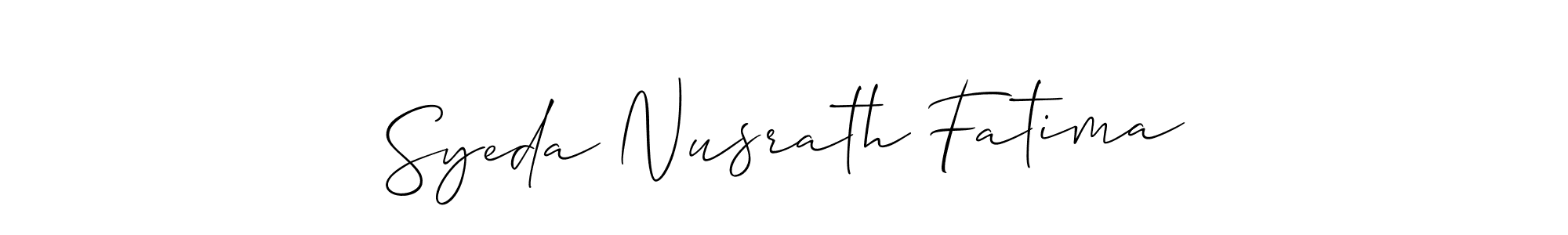 if you are searching for the best signature style for your name Syeda Nusrath Fatima. so please give up your signature search. here we have designed multiple signature styles  using Allison_Script. Syeda Nusrath Fatima signature style 2 images and pictures png