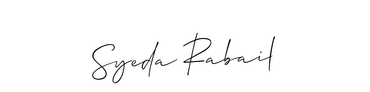 Also You can easily find your signature by using the search form. We will create Syeda Rabail name handwritten signature images for you free of cost using Allison_Script sign style. Syeda Rabail signature style 2 images and pictures png