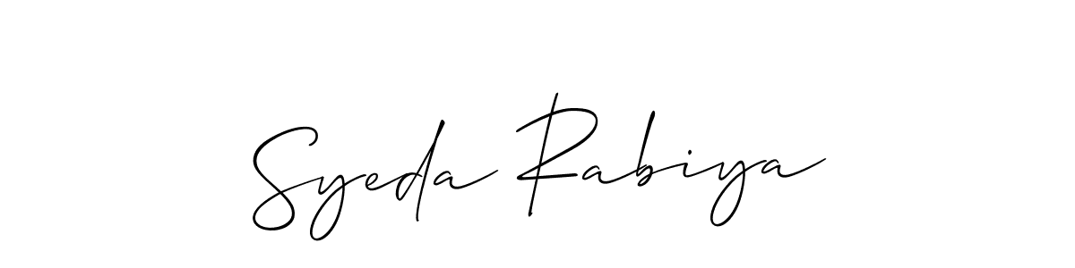 Also we have Syeda Rabiya name is the best signature style. Create professional handwritten signature collection using Allison_Script autograph style. Syeda Rabiya signature style 2 images and pictures png