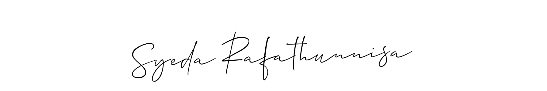 Use a signature maker to create a handwritten signature online. With this signature software, you can design (Allison_Script) your own signature for name Syeda Rafathunnisa. Syeda Rafathunnisa signature style 2 images and pictures png