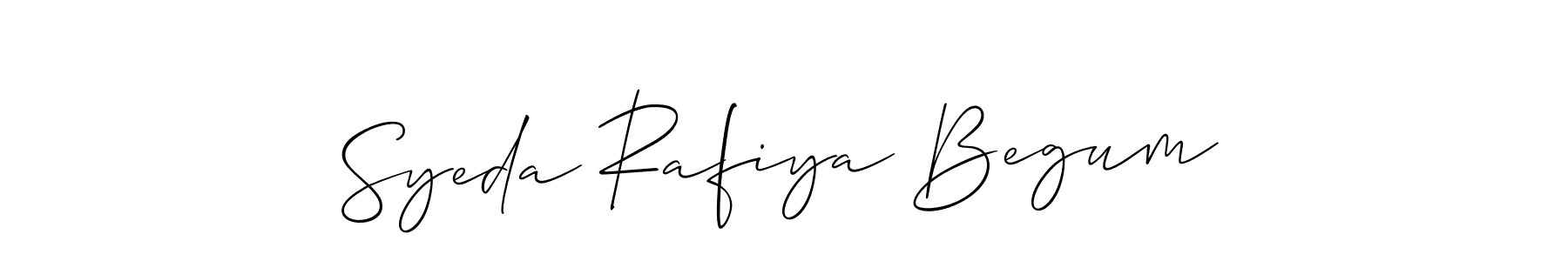 How to make Syeda Rafiya Begum name signature. Use Allison_Script style for creating short signs online. This is the latest handwritten sign. Syeda Rafiya Begum signature style 2 images and pictures png