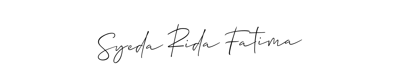 Design your own signature with our free online signature maker. With this signature software, you can create a handwritten (Allison_Script) signature for name Syeda Rida Fatima. Syeda Rida Fatima signature style 2 images and pictures png