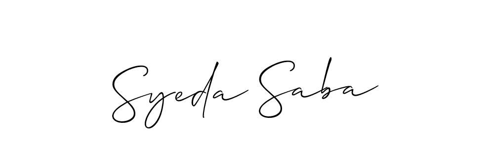 Create a beautiful signature design for name Syeda Saba. With this signature (Allison_Script) fonts, you can make a handwritten signature for free. Syeda Saba signature style 2 images and pictures png