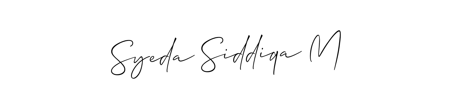 Allison_Script is a professional signature style that is perfect for those who want to add a touch of class to their signature. It is also a great choice for those who want to make their signature more unique. Get Syeda Siddiqa M name to fancy signature for free. Syeda Siddiqa M signature style 2 images and pictures png