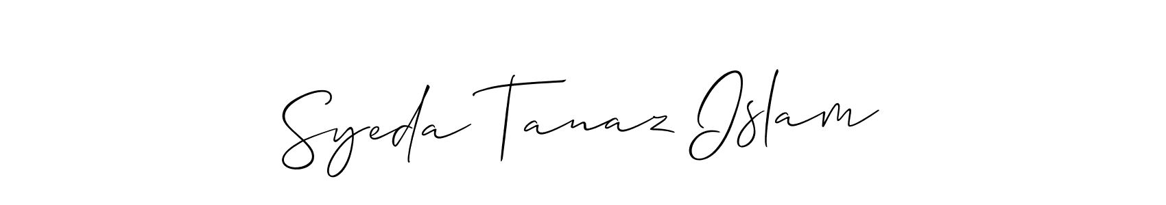 Design your own signature with our free online signature maker. With this signature software, you can create a handwritten (Allison_Script) signature for name Syeda Tanaz Islam. Syeda Tanaz Islam signature style 2 images and pictures png
