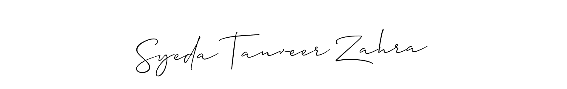 Make a short Syeda Tanveer Zahra signature style. Manage your documents anywhere anytime using Allison_Script. Create and add eSignatures, submit forms, share and send files easily. Syeda Tanveer Zahra signature style 2 images and pictures png