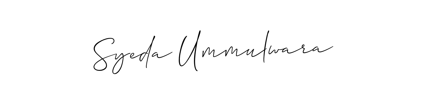 Make a beautiful signature design for name Syeda Ummulwara. With this signature (Allison_Script) style, you can create a handwritten signature for free. Syeda Ummulwara signature style 2 images and pictures png