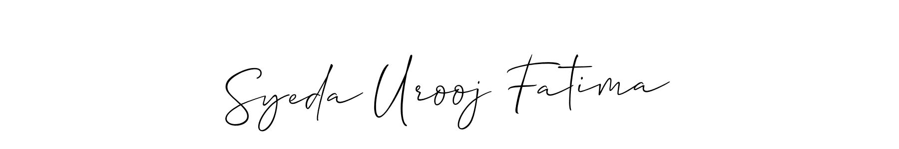 Design your own signature with our free online signature maker. With this signature software, you can create a handwritten (Allison_Script) signature for name Syeda Urooj Fatima. Syeda Urooj Fatima signature style 2 images and pictures png