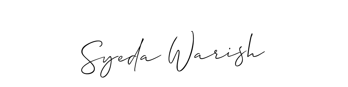 Create a beautiful signature design for name Syeda Warish. With this signature (Allison_Script) fonts, you can make a handwritten signature for free. Syeda Warish signature style 2 images and pictures png