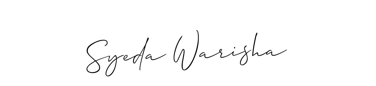 Use a signature maker to create a handwritten signature online. With this signature software, you can design (Allison_Script) your own signature for name Syeda Warisha. Syeda Warisha signature style 2 images and pictures png