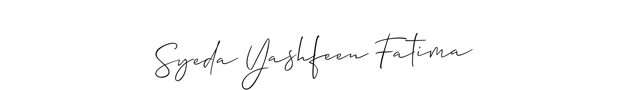 How to make Syeda Yashfeen Fatima signature? Allison_Script is a professional autograph style. Create handwritten signature for Syeda Yashfeen Fatima name. Syeda Yashfeen Fatima signature style 2 images and pictures png