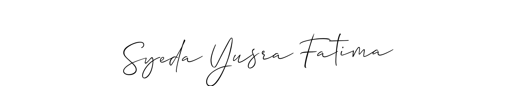 Allison_Script is a professional signature style that is perfect for those who want to add a touch of class to their signature. It is also a great choice for those who want to make their signature more unique. Get Syeda Yusra Fatima name to fancy signature for free. Syeda Yusra Fatima signature style 2 images and pictures png