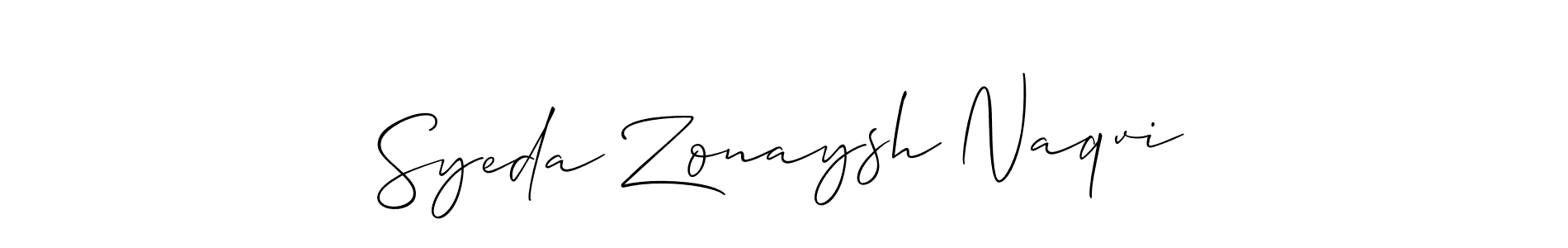 How to make Syeda Zonaysh Naqvi name signature. Use Allison_Script style for creating short signs online. This is the latest handwritten sign. Syeda Zonaysh Naqvi signature style 2 images and pictures png