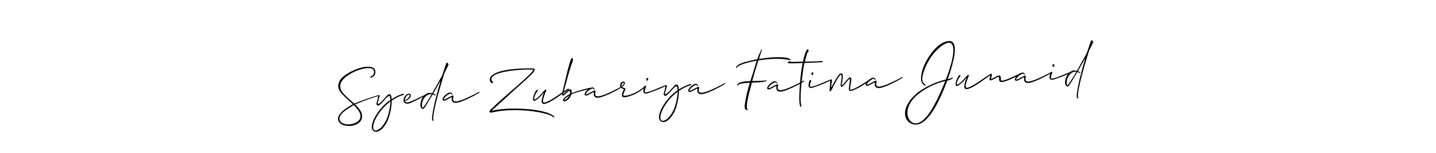 Make a beautiful signature design for name Syeda Zubariya Fatima Junaid. With this signature (Allison_Script) style, you can create a handwritten signature for free. Syeda Zubariya Fatima Junaid signature style 2 images and pictures png