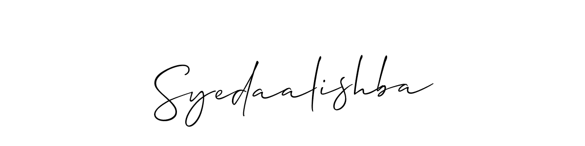 It looks lik you need a new signature style for name Syedaalishba. Design unique handwritten (Allison_Script) signature with our free signature maker in just a few clicks. Syedaalishba signature style 2 images and pictures png