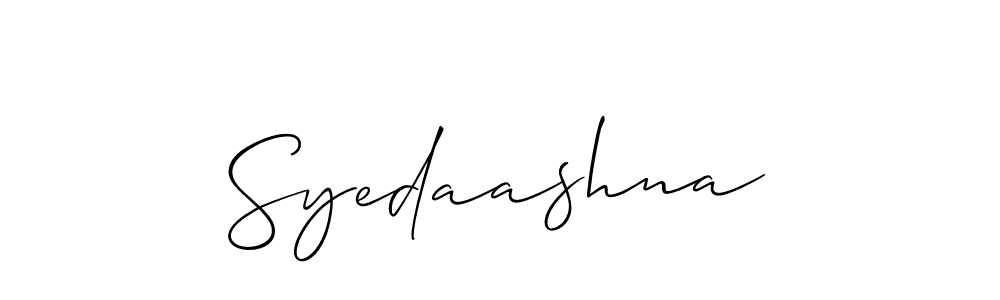 Use a signature maker to create a handwritten signature online. With this signature software, you can design (Allison_Script) your own signature for name Syedaashna. Syedaashna signature style 2 images and pictures png