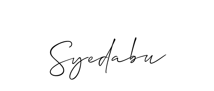 Also we have Syedabu name is the best signature style. Create professional handwritten signature collection using Allison_Script autograph style. Syedabu signature style 2 images and pictures png