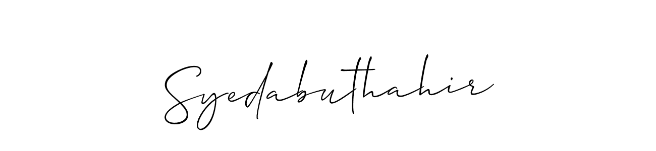 if you are searching for the best signature style for your name Syedabuthahir. so please give up your signature search. here we have designed multiple signature styles  using Allison_Script. Syedabuthahir signature style 2 images and pictures png