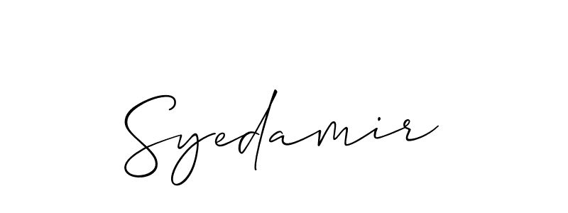 Use a signature maker to create a handwritten signature online. With this signature software, you can design (Allison_Script) your own signature for name Syedamir. Syedamir signature style 2 images and pictures png