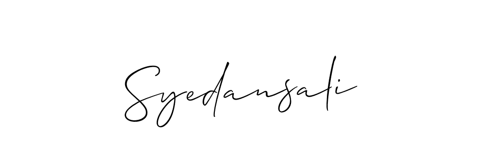 The best way (Allison_Script) to make a short signature is to pick only two or three words in your name. The name Syedansali include a total of six letters. For converting this name. Syedansali signature style 2 images and pictures png