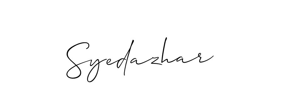 if you are searching for the best signature style for your name Syedazhar. so please give up your signature search. here we have designed multiple signature styles  using Allison_Script. Syedazhar signature style 2 images and pictures png