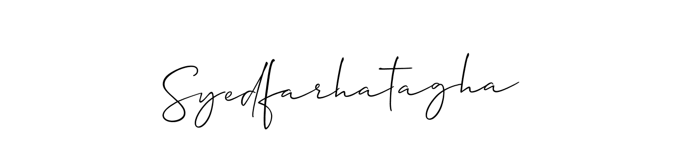 Design your own signature with our free online signature maker. With this signature software, you can create a handwritten (Allison_Script) signature for name Syedfarhatagha. Syedfarhatagha signature style 2 images and pictures png