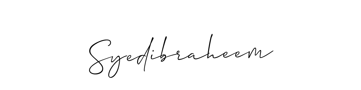Also You can easily find your signature by using the search form. We will create Syedibraheem name handwritten signature images for you free of cost using Allison_Script sign style. Syedibraheem signature style 2 images and pictures png