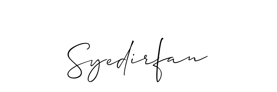 Make a beautiful signature design for name Syedirfan. With this signature (Allison_Script) style, you can create a handwritten signature for free. Syedirfan signature style 2 images and pictures png