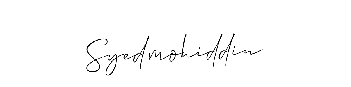 Also You can easily find your signature by using the search form. We will create Syedmohiddin name handwritten signature images for you free of cost using Allison_Script sign style. Syedmohiddin signature style 2 images and pictures png