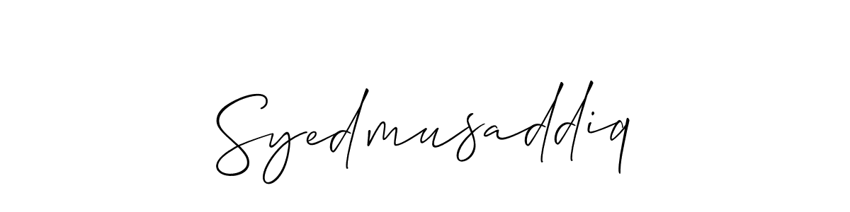 Allison_Script is a professional signature style that is perfect for those who want to add a touch of class to their signature. It is also a great choice for those who want to make their signature more unique. Get Syedmusaddiq name to fancy signature for free. Syedmusaddiq signature style 2 images and pictures png