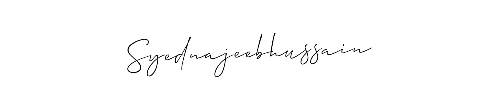 Also You can easily find your signature by using the search form. We will create Syednajeebhussain name handwritten signature images for you free of cost using Allison_Script sign style. Syednajeebhussain signature style 2 images and pictures png