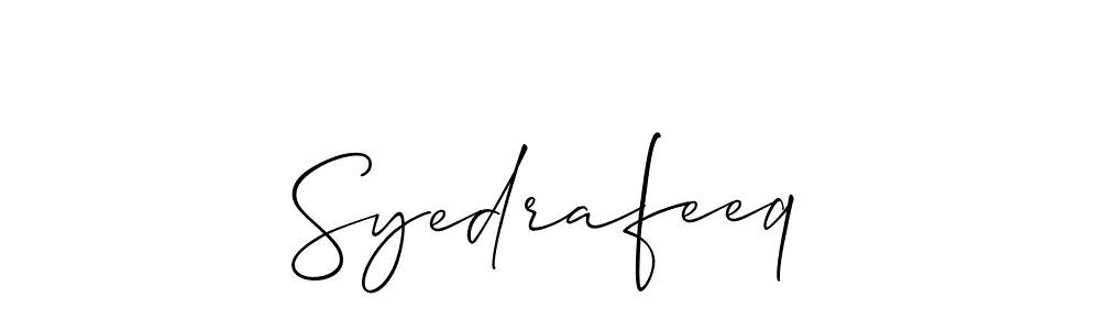 How to make Syedrafeeq name signature. Use Allison_Script style for creating short signs online. This is the latest handwritten sign. Syedrafeeq signature style 2 images and pictures png