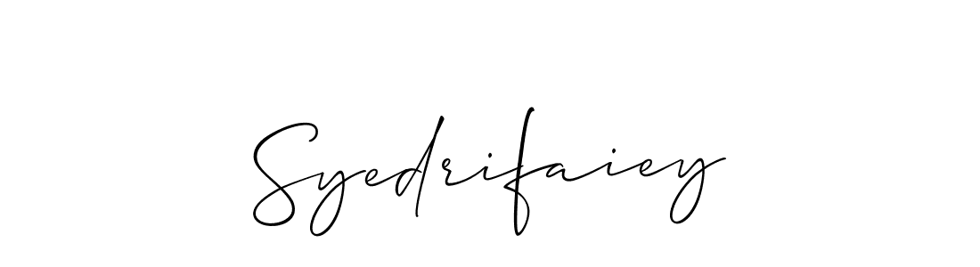 if you are searching for the best signature style for your name Syedrifaiey. so please give up your signature search. here we have designed multiple signature styles  using Allison_Script. Syedrifaiey signature style 2 images and pictures png