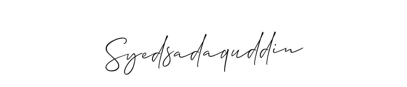 Also You can easily find your signature by using the search form. We will create Syedsadaquddin name handwritten signature images for you free of cost using Allison_Script sign style. Syedsadaquddin signature style 2 images and pictures png