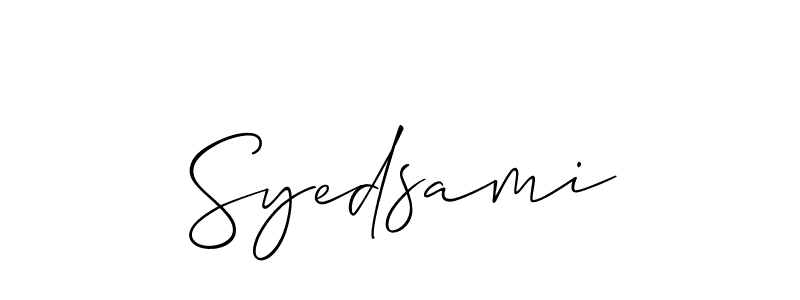Allison_Script is a professional signature style that is perfect for those who want to add a touch of class to their signature. It is also a great choice for those who want to make their signature more unique. Get Syedsami name to fancy signature for free. Syedsami signature style 2 images and pictures png