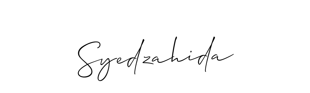 How to make Syedzahida name signature. Use Allison_Script style for creating short signs online. This is the latest handwritten sign. Syedzahida signature style 2 images and pictures png