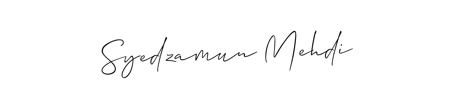 Make a short Syedzamun Mehdi signature style. Manage your documents anywhere anytime using Allison_Script. Create and add eSignatures, submit forms, share and send files easily. Syedzamun Mehdi signature style 2 images and pictures png