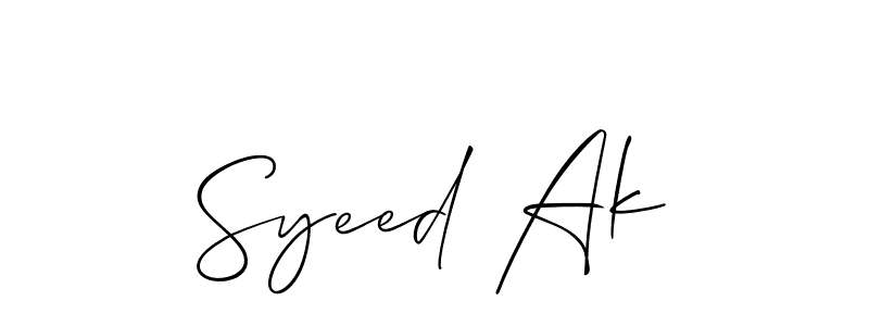 Also we have Syeed Ak name is the best signature style. Create professional handwritten signature collection using Allison_Script autograph style. Syeed Ak signature style 2 images and pictures png