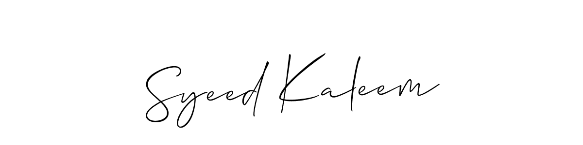 Design your own signature with our free online signature maker. With this signature software, you can create a handwritten (Allison_Script) signature for name Syeed Kaleem. Syeed Kaleem signature style 2 images and pictures png