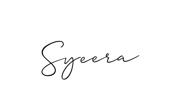 Also You can easily find your signature by using the search form. We will create Syeera name handwritten signature images for you free of cost using Allison_Script sign style. Syeera signature style 2 images and pictures png