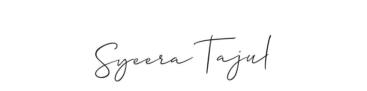 Design your own signature with our free online signature maker. With this signature software, you can create a handwritten (Allison_Script) signature for name Syeera Tajul. Syeera Tajul signature style 2 images and pictures png