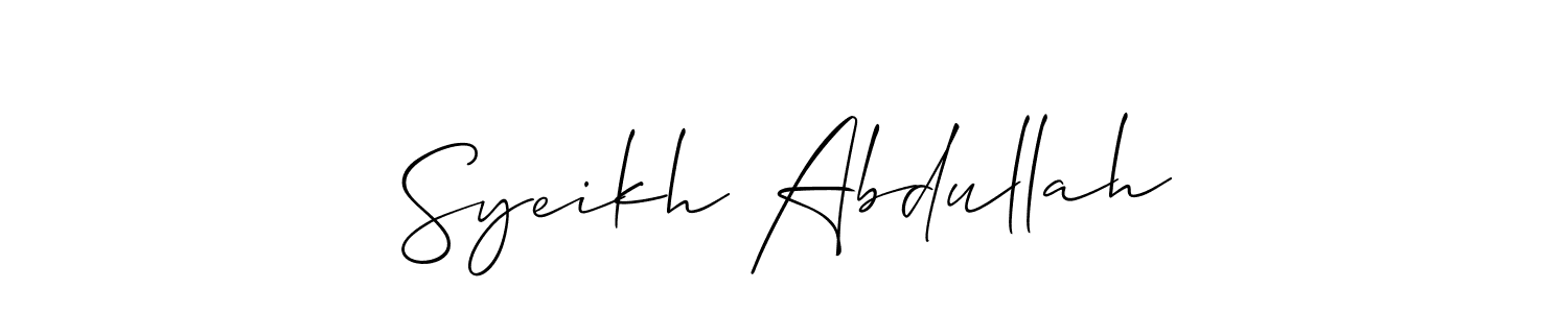 if you are searching for the best signature style for your name Syeikh Abdullah. so please give up your signature search. here we have designed multiple signature styles  using Allison_Script. Syeikh Abdullah signature style 2 images and pictures png