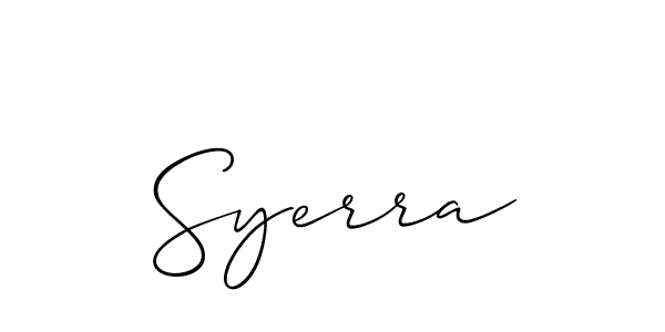 Allison_Script is a professional signature style that is perfect for those who want to add a touch of class to their signature. It is also a great choice for those who want to make their signature more unique. Get Syerra name to fancy signature for free. Syerra signature style 2 images and pictures png