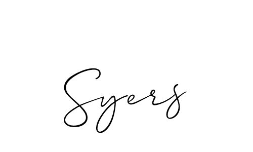 The best way (Allison_Script) to make a short signature is to pick only two or three words in your name. The name Syers include a total of six letters. For converting this name. Syers signature style 2 images and pictures png