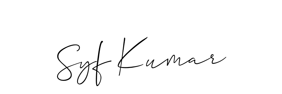 How to make Syf Kumar name signature. Use Allison_Script style for creating short signs online. This is the latest handwritten sign. Syf Kumar signature style 2 images and pictures png