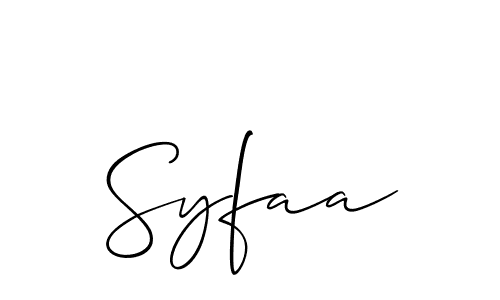 Similarly Allison_Script is the best handwritten signature design. Signature creator online .You can use it as an online autograph creator for name Syfaa. Syfaa signature style 2 images and pictures png