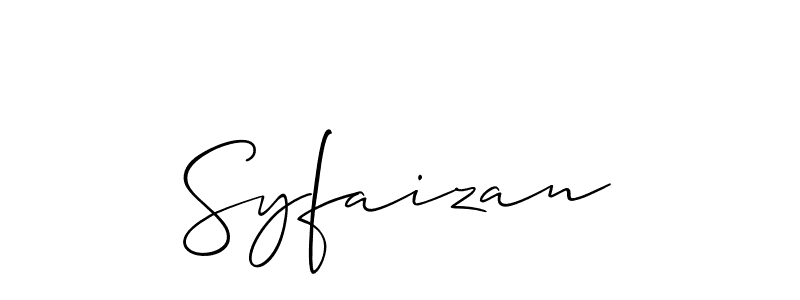 Make a beautiful signature design for name Syfaizan. With this signature (Allison_Script) style, you can create a handwritten signature for free. Syfaizan signature style 2 images and pictures png