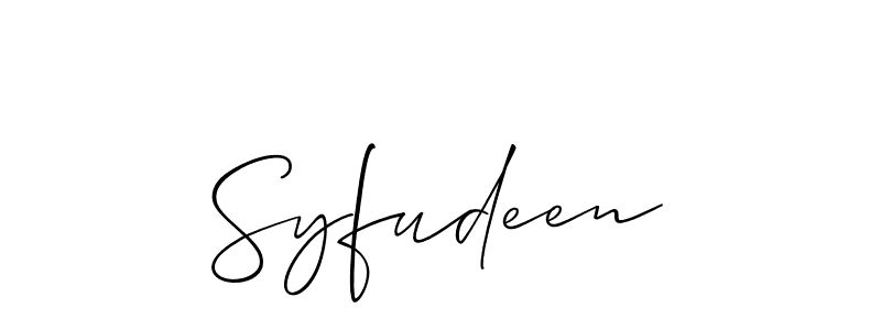 Also we have Syfudeen name is the best signature style. Create professional handwritten signature collection using Allison_Script autograph style. Syfudeen signature style 2 images and pictures png